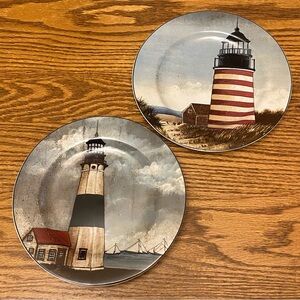 Lighthouse Themed Salad Plates - Set of 2